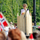 Dronning Sonja taler under Kongeparets besøk i Re kommune (Foto: Håkon Mosvold Larsen / NTB scanpix)